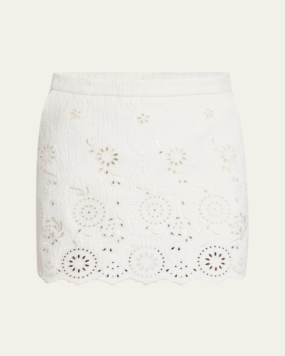 Embroidered Spongy Jacquard Mini Skirt
